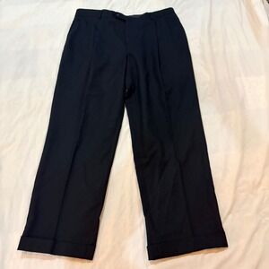Austin Reed New 38x30 Black Super 100s Worsted Wool Pleated Cuffed Dress Pants